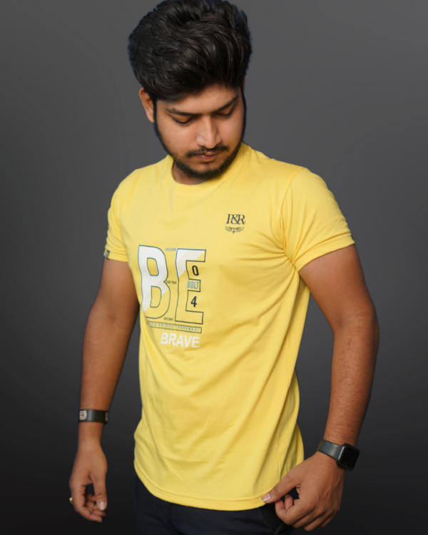 Mens round neck regular fit t-shirt YELLOW - Image 3