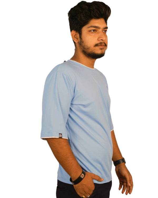LIGHT BLUE OVERSIZED FIT T-SHIRT - Image 4
