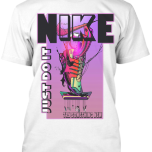 Men's round neck white printed t-shirt