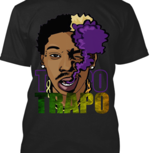 Men's round neck black printed t-shirt