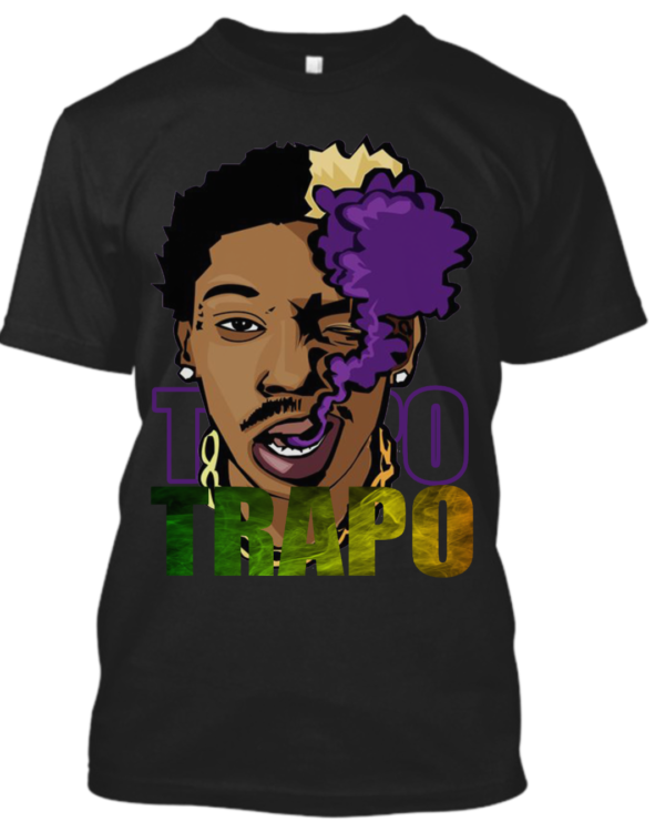 Men's round neck black printed t-shirt